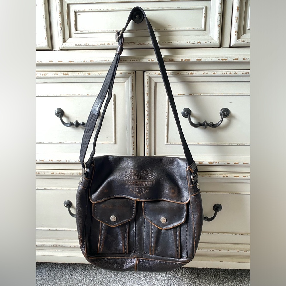 Zippo Route 66 Vintage Brown Genuine Leather Messenger Bag